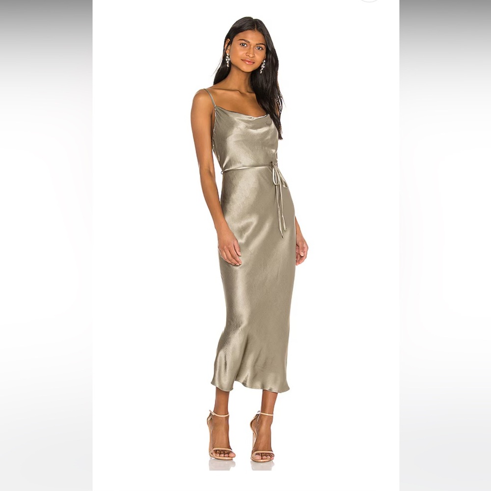 Shona Joy La Lune Bias Cowl Midi Dress in Sage